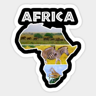 African Wildlife Continent Collage Sticker